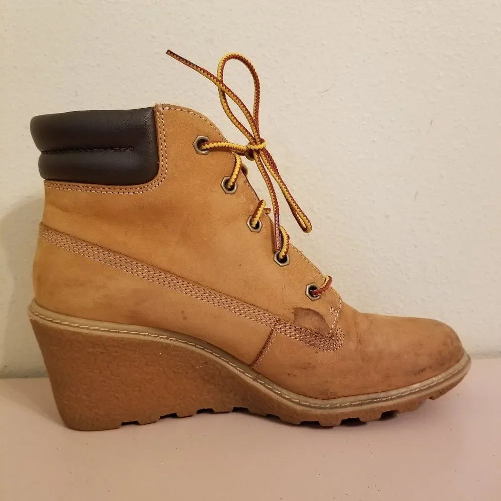 Timberland 7 Wheat Booties‎ Wedge Ankle Boots Leather 6 in Chukka AMSTON